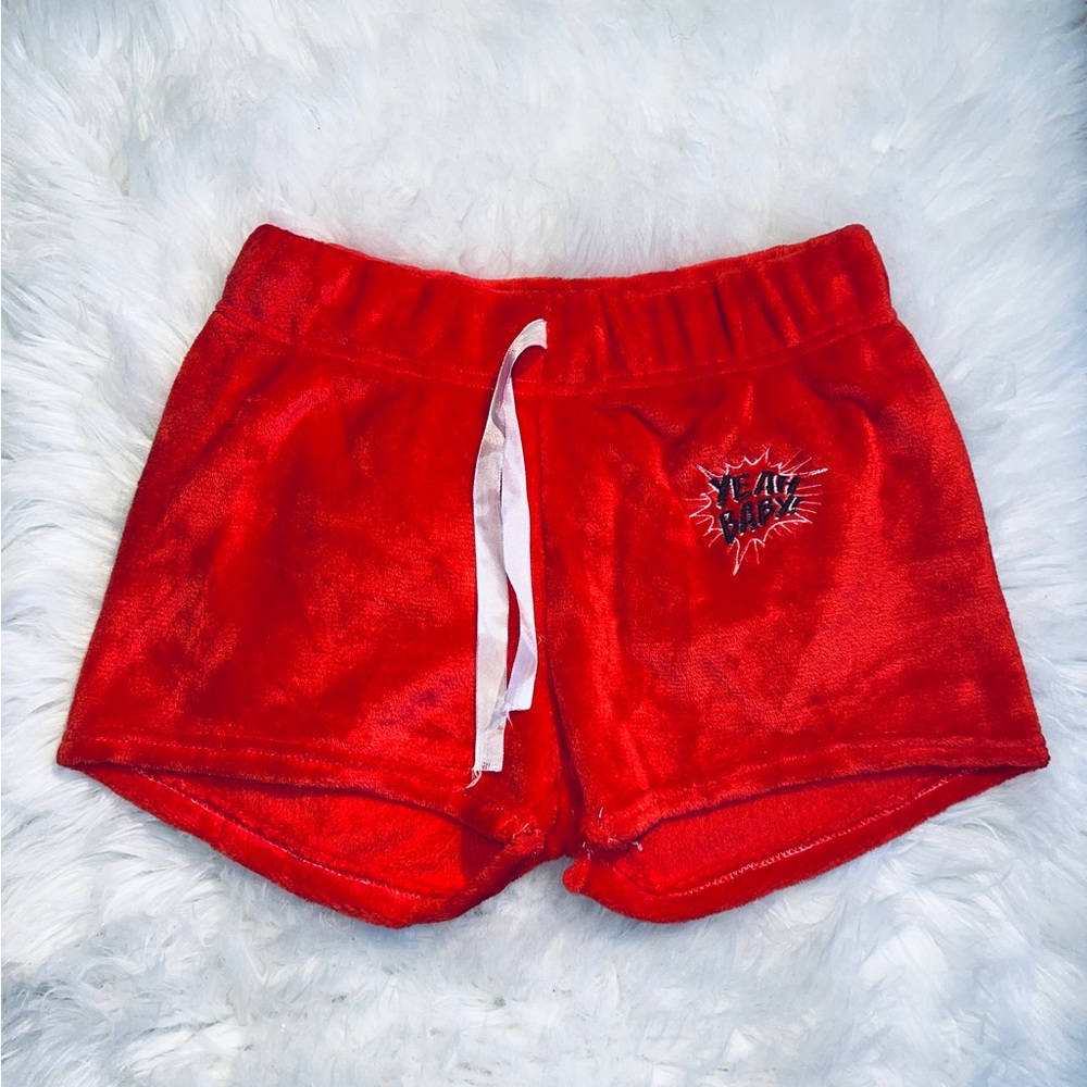 Fuzzy Red Shorts